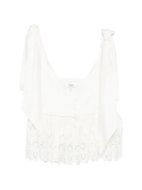 Chloé broderie-anglaise bow-detail top