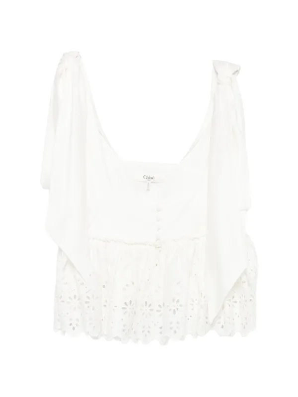 Chloé アイレットレース トップ | ホワイト | FARFETCH JP
