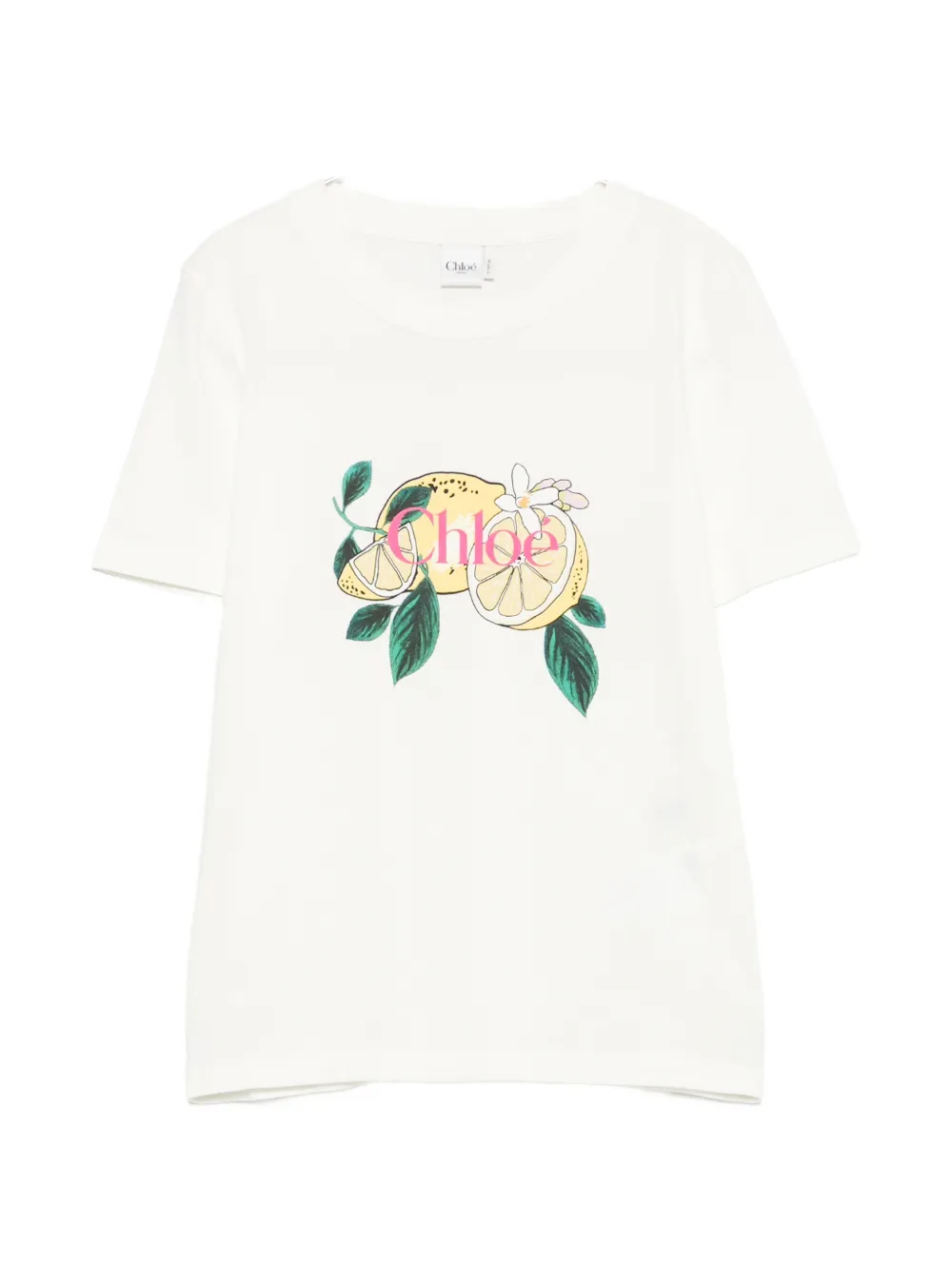 Chloé lemon-print logo-print T-shirt - Weiß