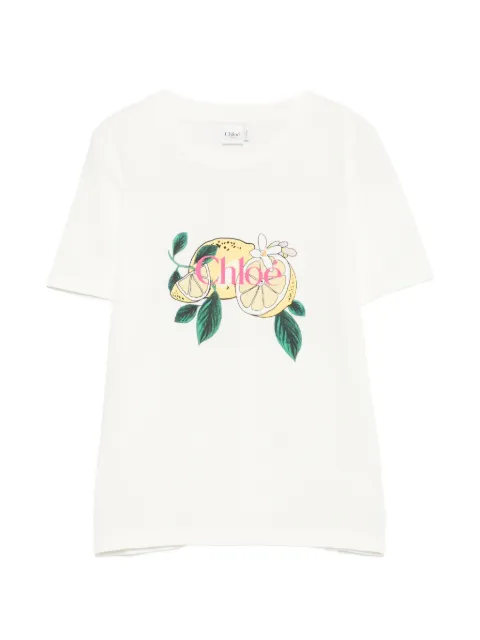 Chloé T-shirt met citroenprint en logoprint