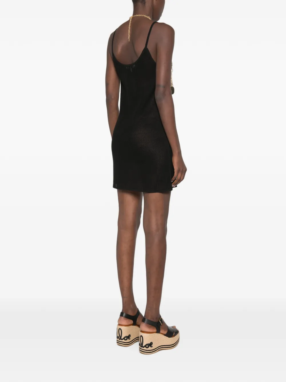 Chloé Parrot-intarsia Knitted Dress in Black, view 4