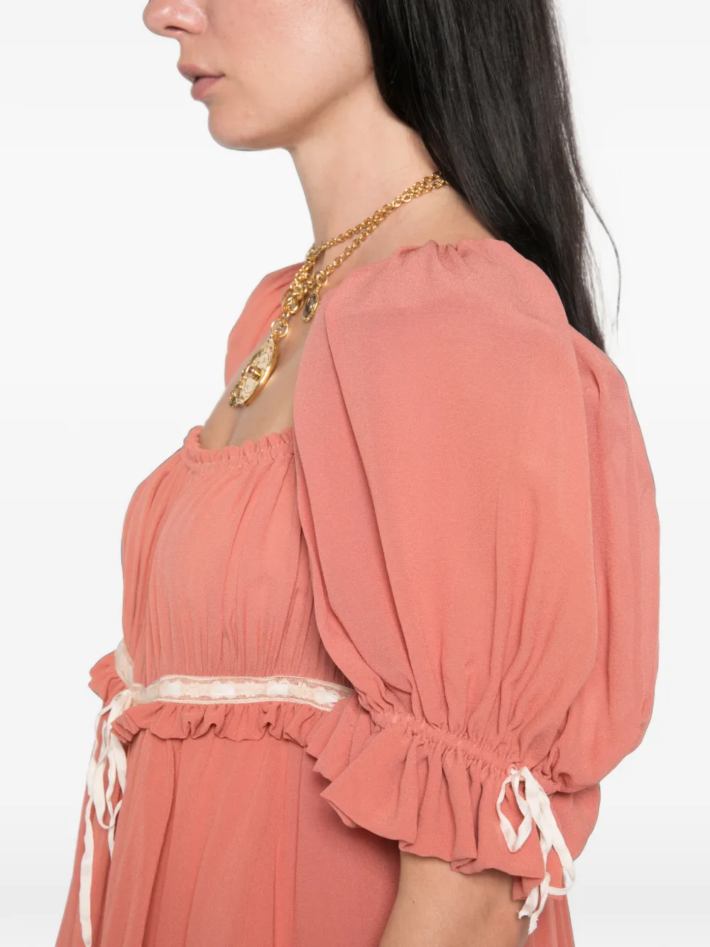 Chloé Zijden georgette mini-jurk met ruches Roze