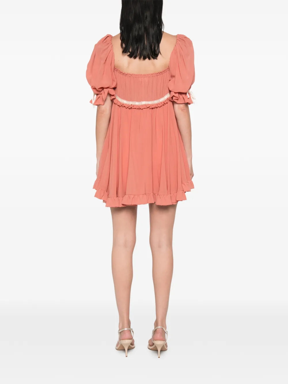 Chloé Zijden georgette mini-jurk met ruches Roze