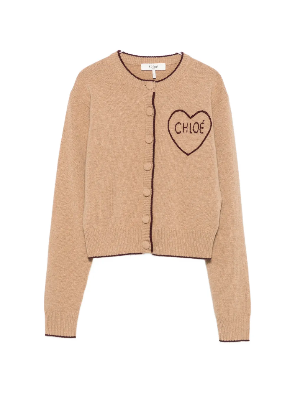 Chloé logo heart cardigan - Braun