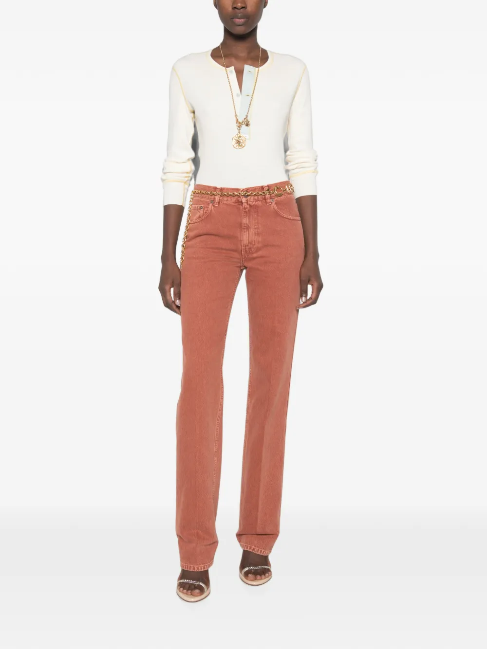 Chloé Henley getailleerde blouse van katoenen jersey Beige