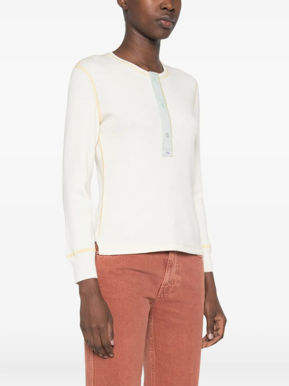 Chloé Henley getailleerde blouse van katoenen jersey Beige