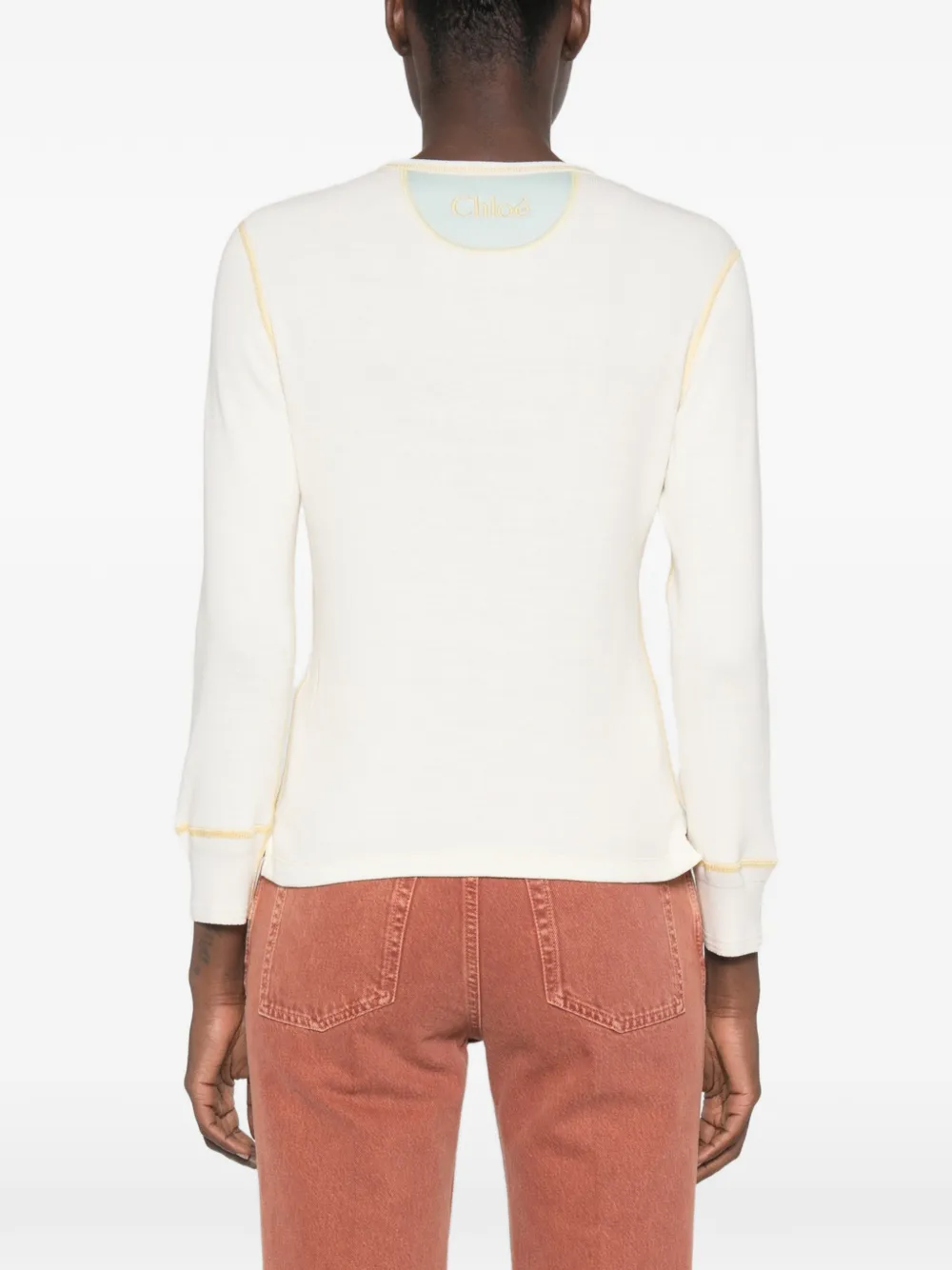 Chloé Henley getailleerde blouse van katoenen jersey Beige
