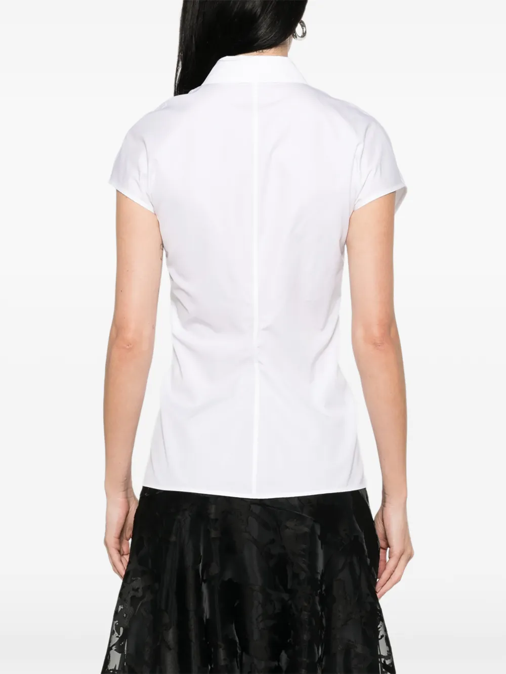Alexander McQueen Gesmockte blouse met korte mouwen Wit
