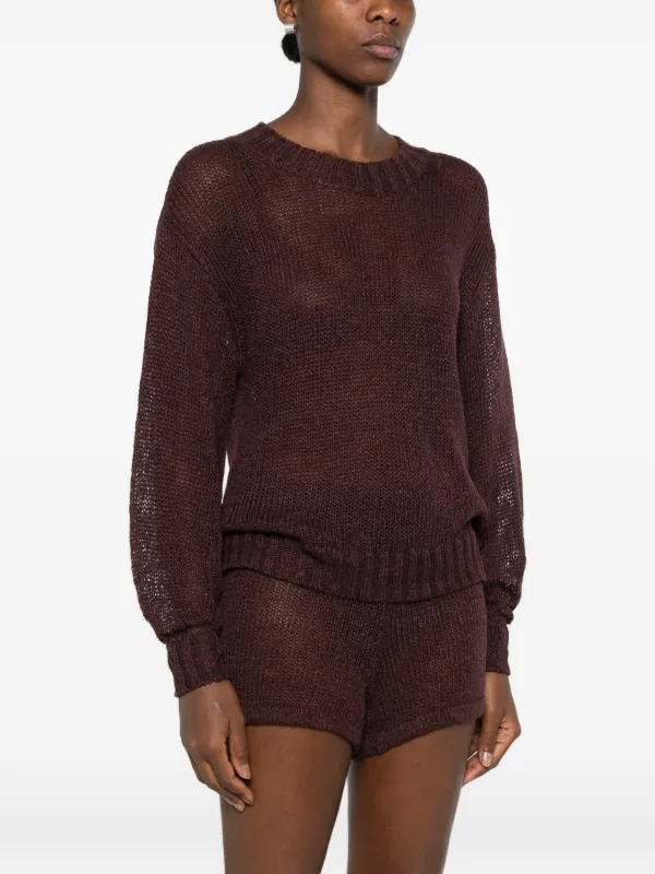 enza costa terry knit cardigan dress open-knit Sweater | Red sustainable metallic gold long formal wear