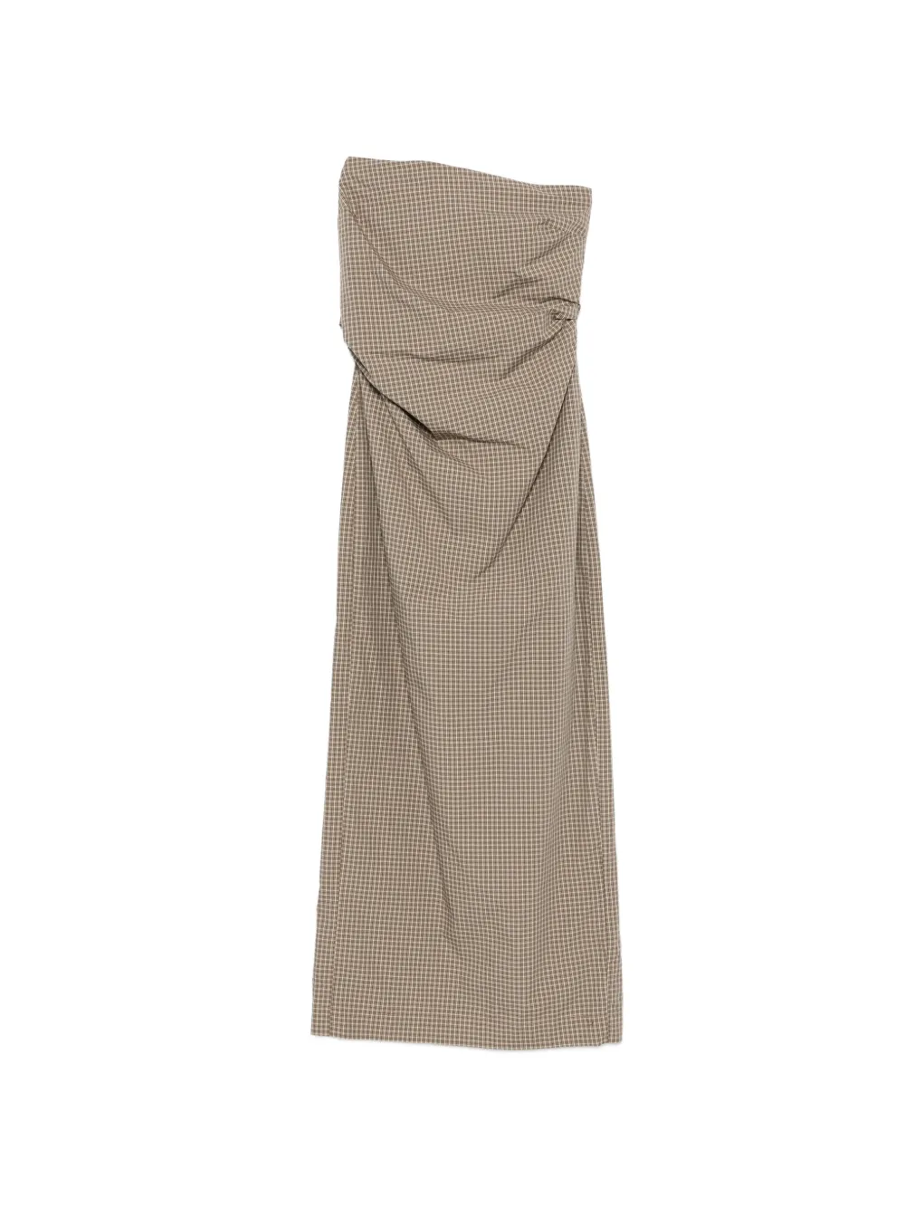 Enza Costa plaid-pattern tie-back maxi dress - Marrone