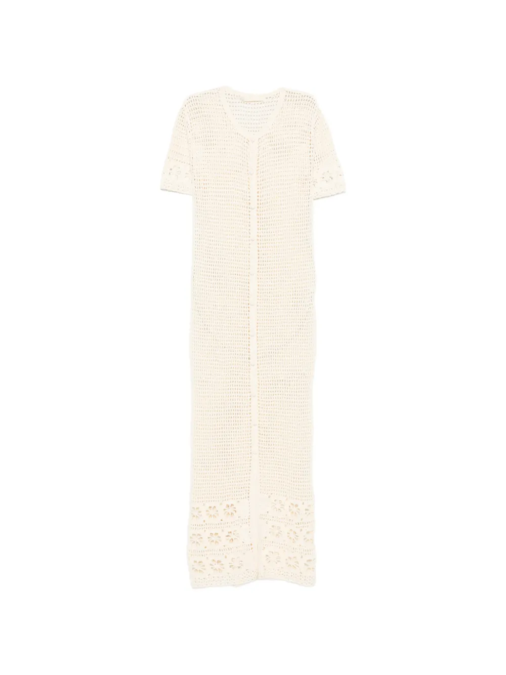 TERRY PUESTO crochet-knit floral-detail maxi dress - Nude
