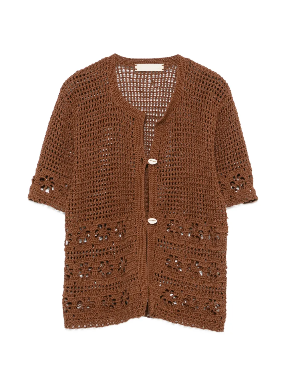 TERRY PUESTO crochet-knit button-up cardigan - Braun