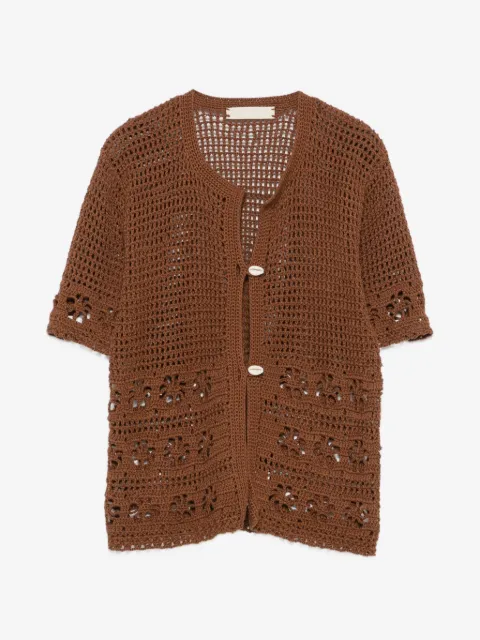TERRY PUESTO crochet-knit button-up cardigan