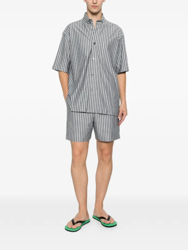 Homme Plissé Issey Miyake Striped band-collar Shirt | Blue
