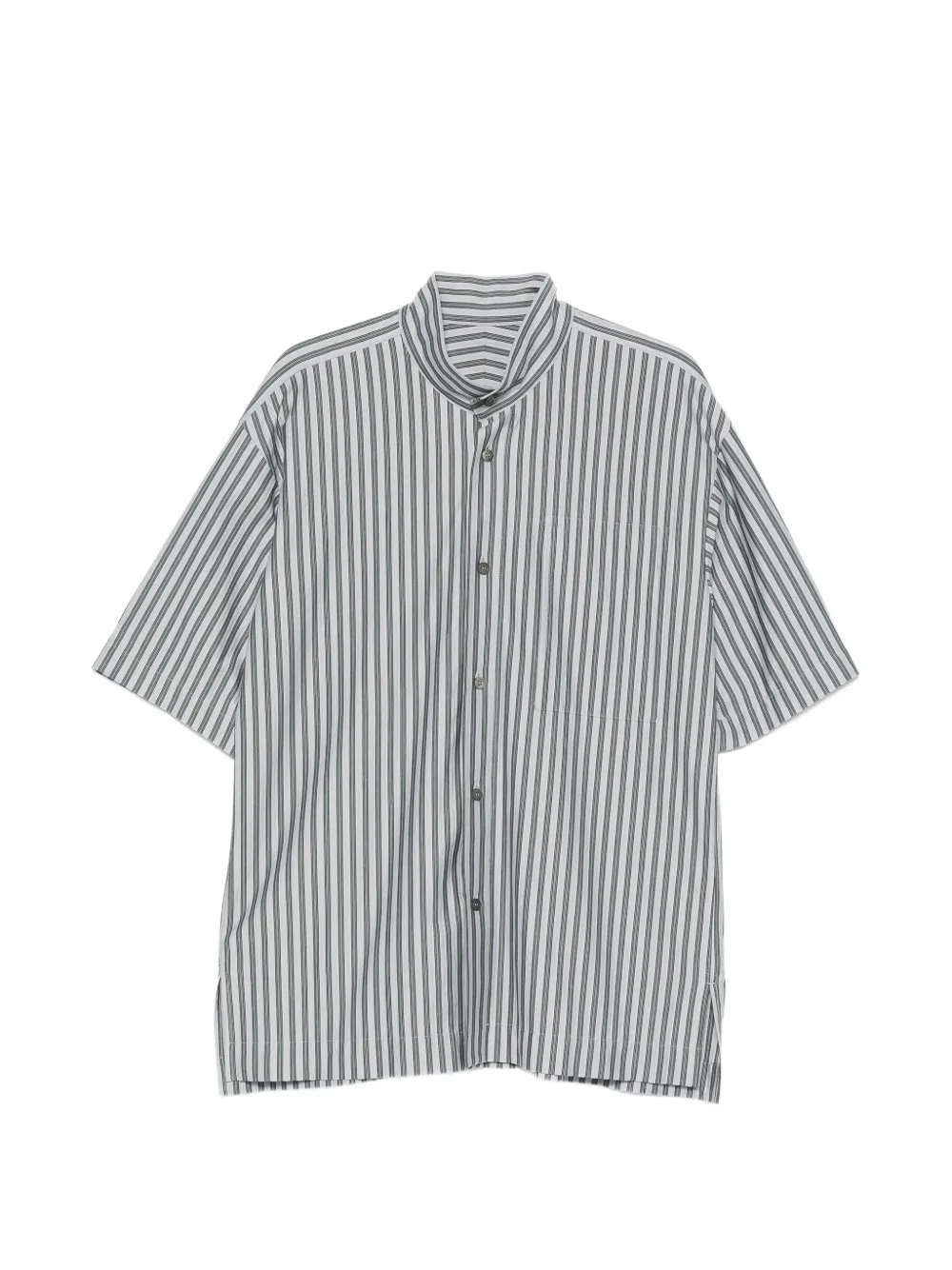 Homme Plissé Issey Miyake striped band-collar shirt - Blu