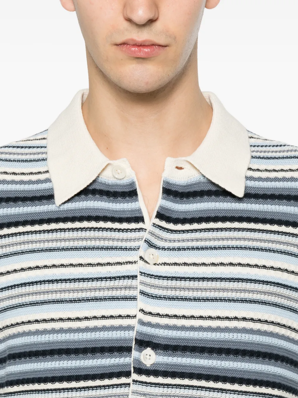 NN07 Nolan 60019 gestreept gebreid overhemd Blauw