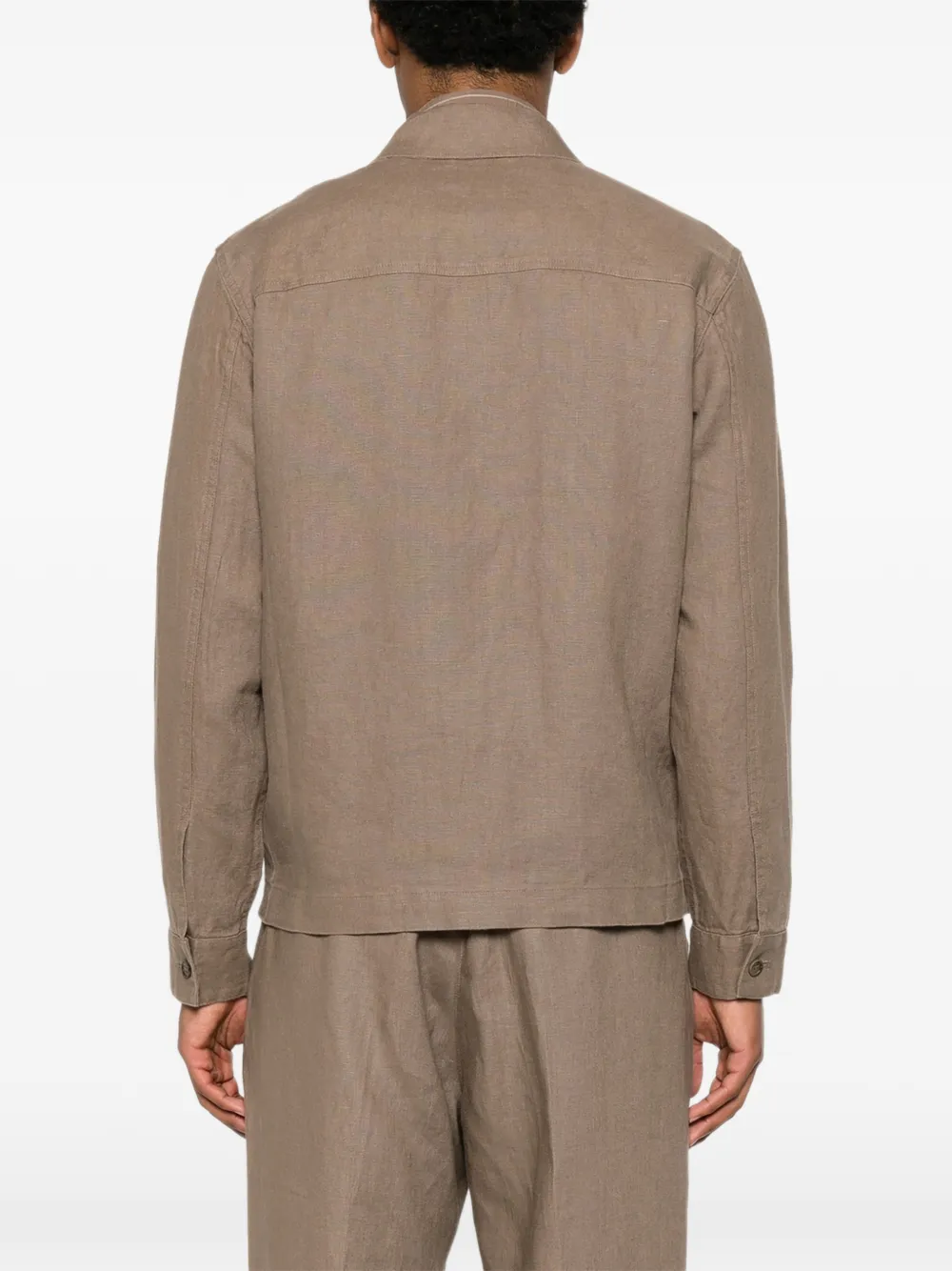 NN07 Alban linnen shirtjack met rits Bruin