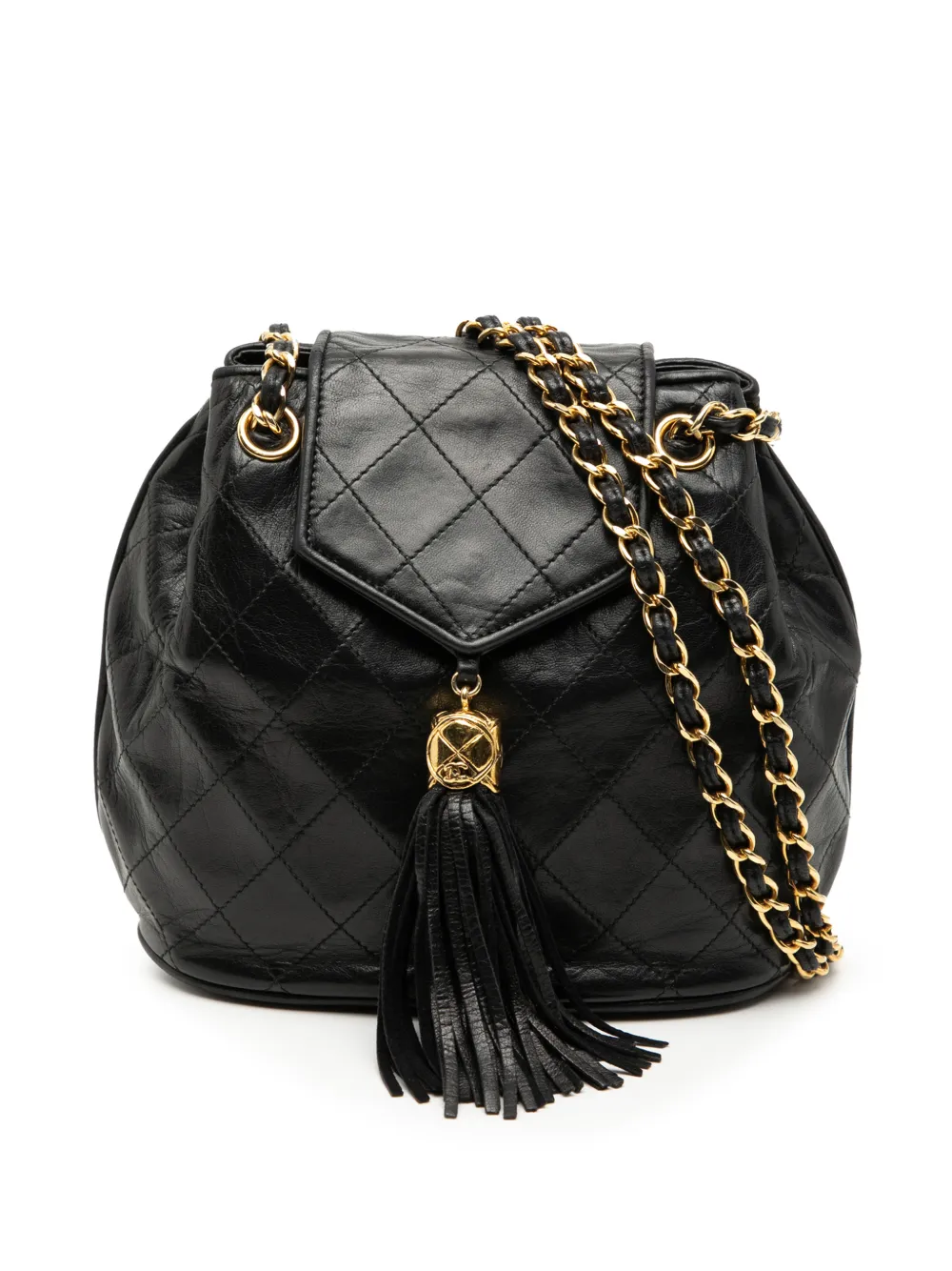 CHANEL Pre-Owned 1989-1991 Quilted Lambskin Tassel Flap crossbody bag - Nero