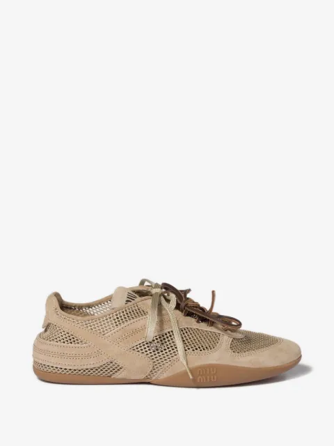 Miu Miu 메시 스웨이드 스니커즈