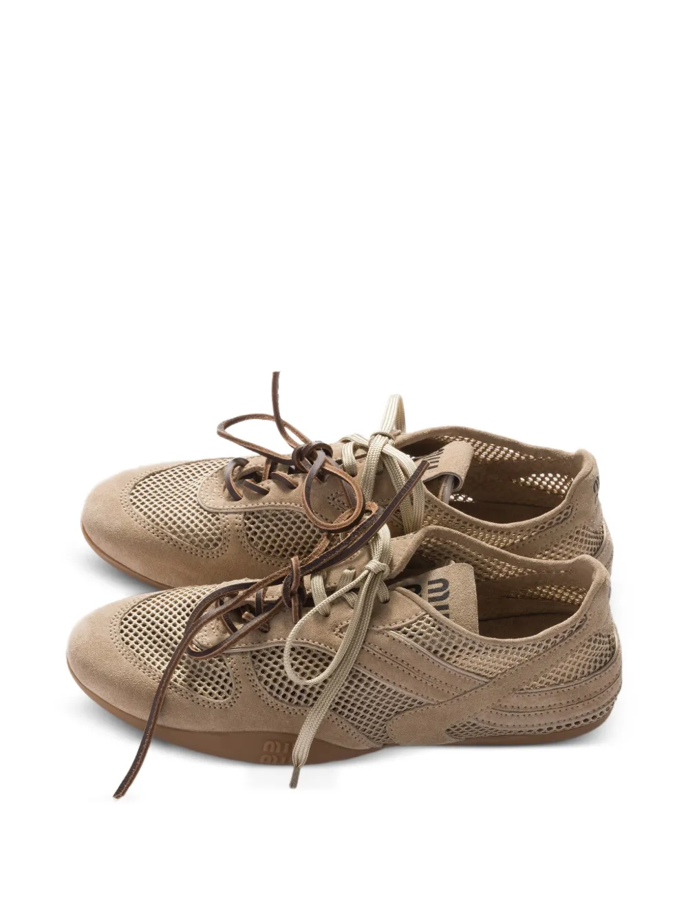 Miu Suède sneakers met mesh Beige