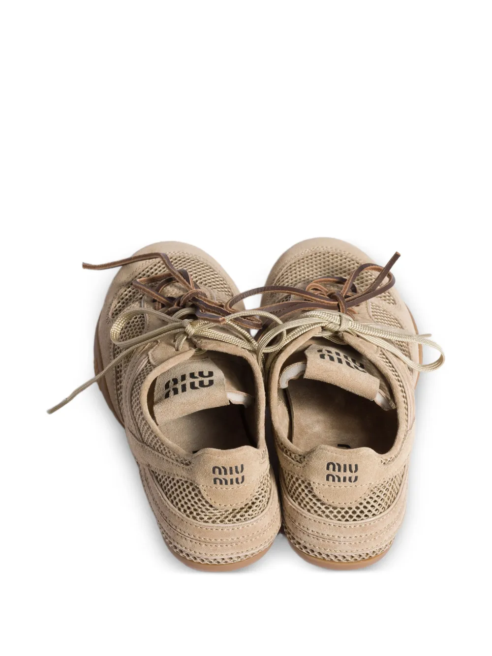 Miu Suède sneakers met mesh Beige