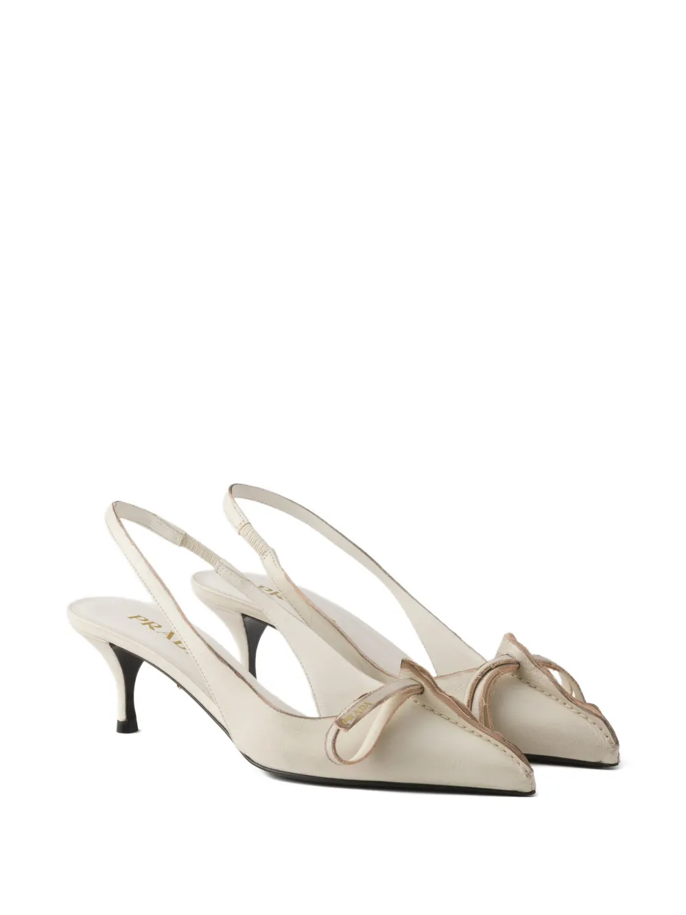 Prada bow slingback pumps Beige
