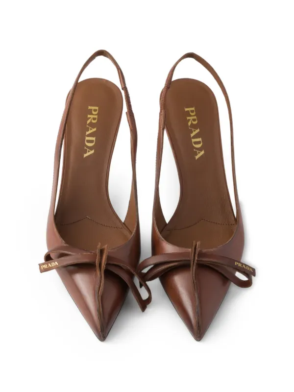 PRADA ロゴプレートベージュスリングバックレディースパンプスサンダル22.5 Prada スリングバック パンプス | ブラウン | FARFETCH JP