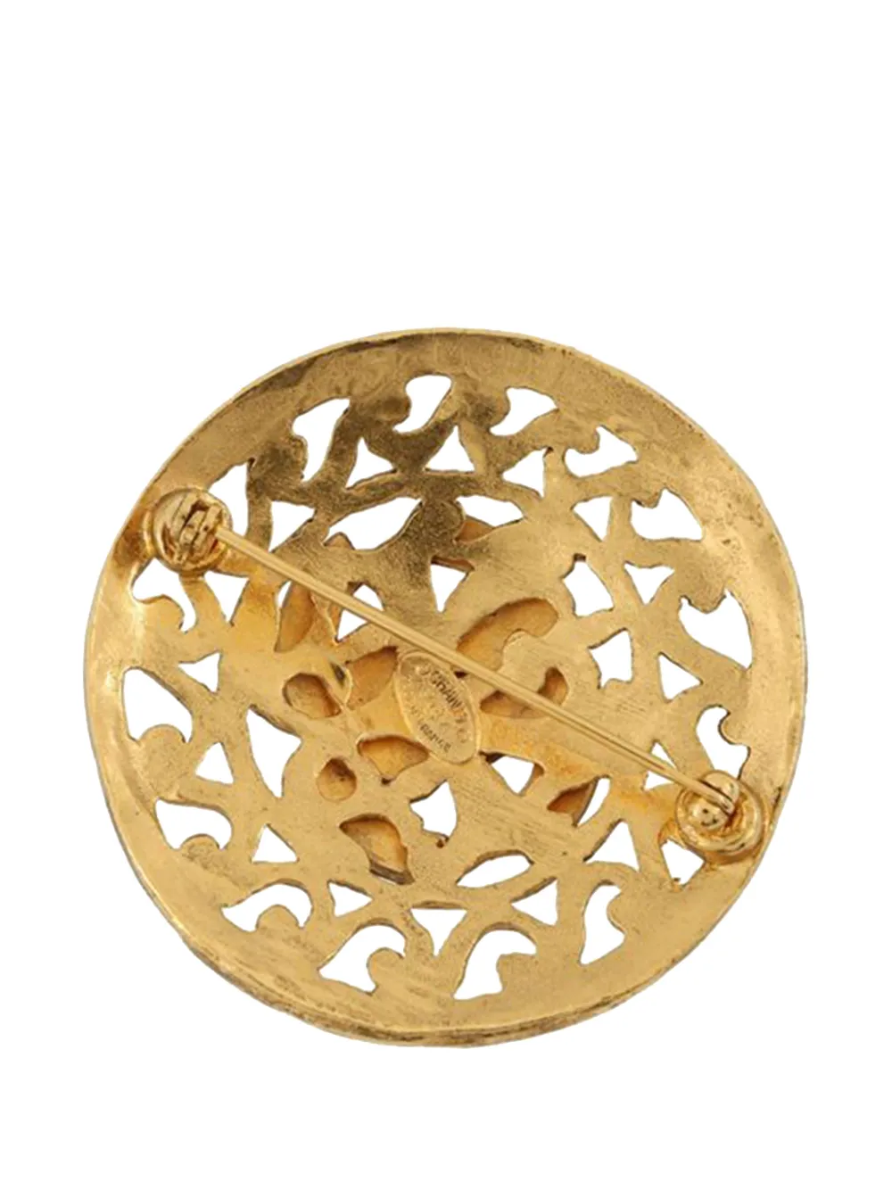1995 Cc Gold Plated Medallion Brooch Costume Brooch
