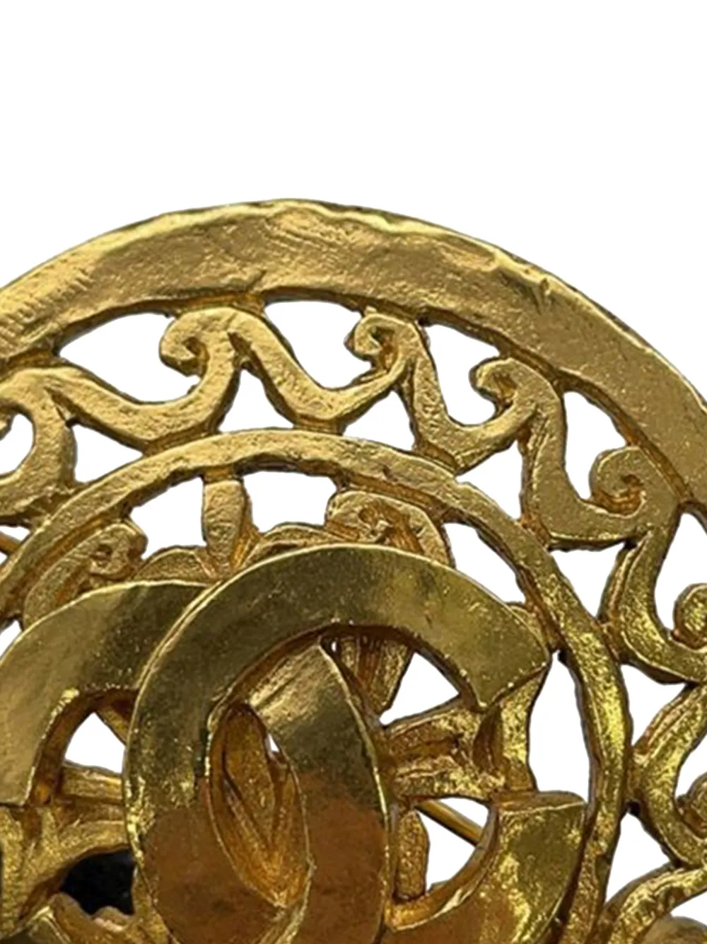 1995 Cc Gold Plated Medallion Brooch Costume Brooch