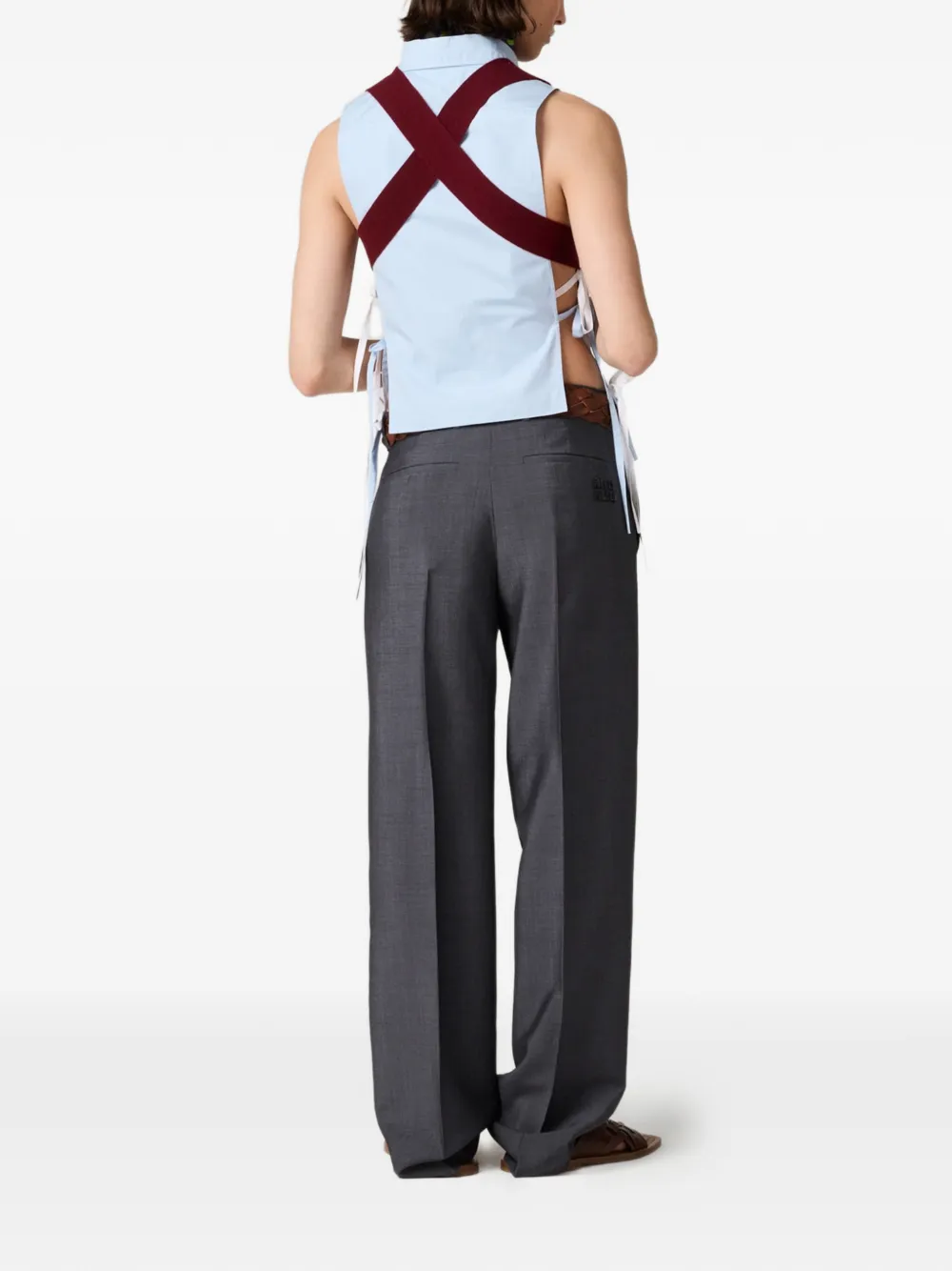 Miu Ribgebreide spencer met intarsia logo Rood