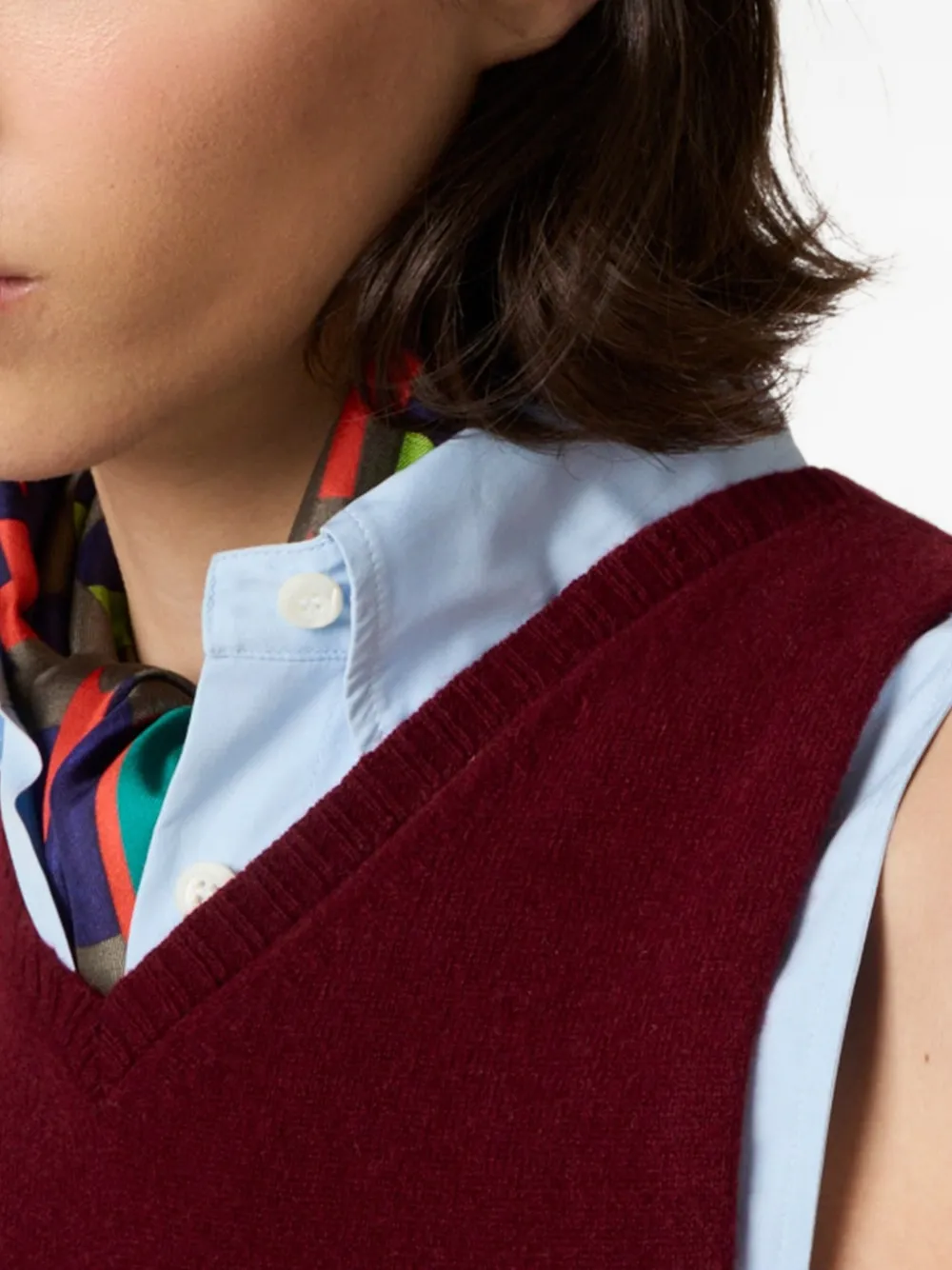Miu Ribgebreide spencer met intarsia logo Rood