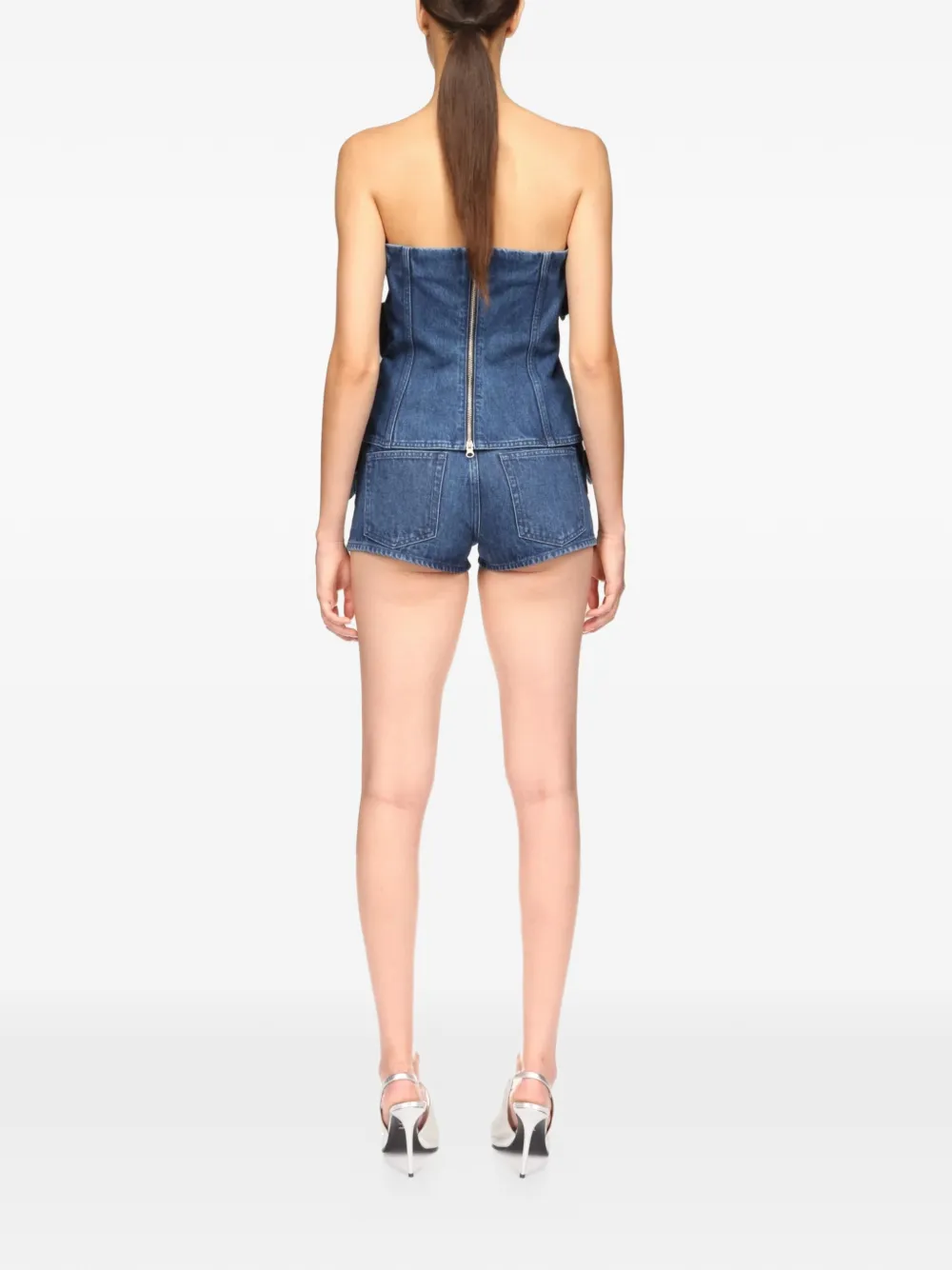 3d Flower Denim Corset Top