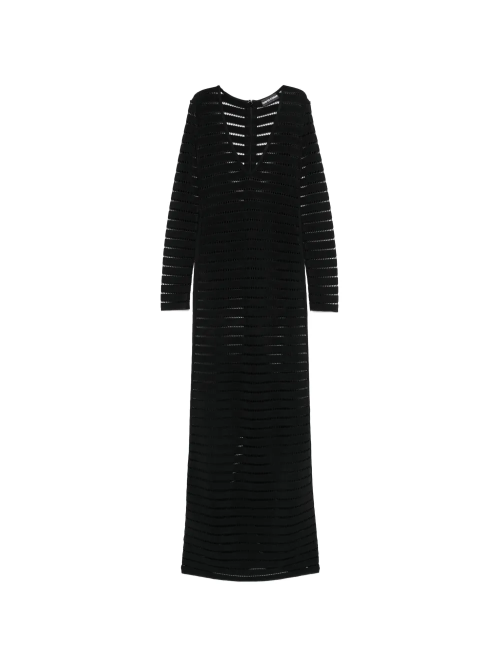 David Koma V-neck openwork maxi dress - Nero