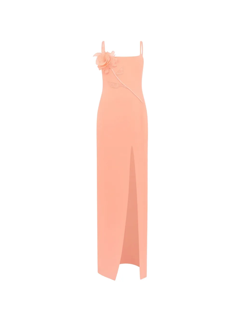 David Koma floral-appliqué slit maxi dress - Arancione