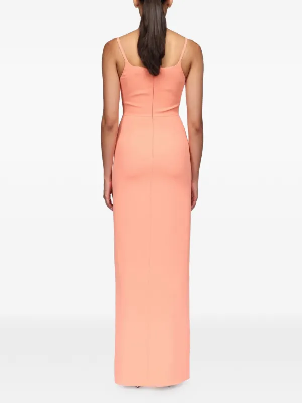 david koma orange dress David Koma floral-appliqu Slit Maxi Dress | Orange