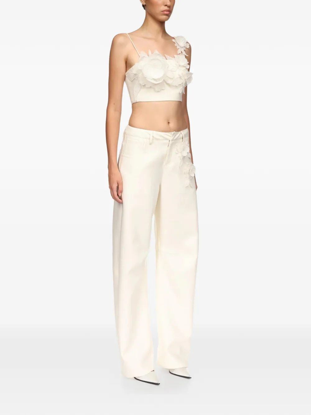  David Koma Floral Appliqué Top - Neutrals 