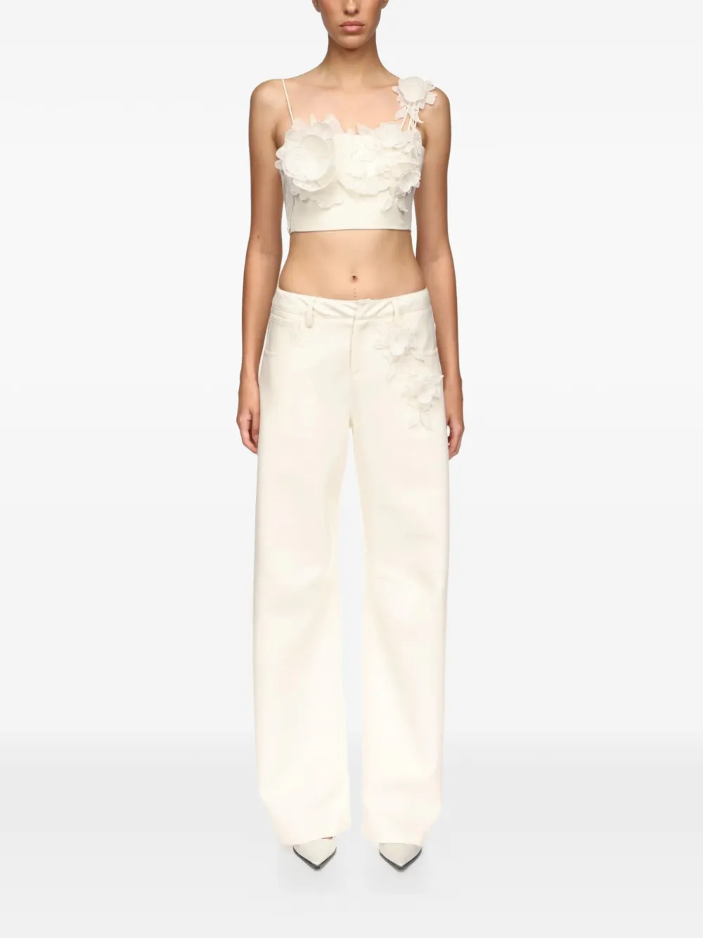 David Koma Floral Appliqué Top - Neutrals 