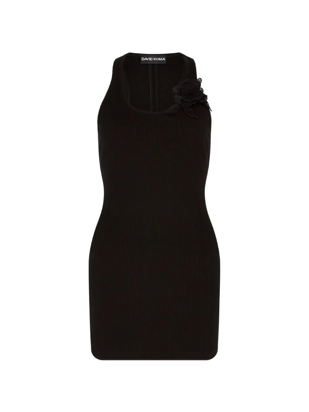 David Koma flower detail mini dress - Nero