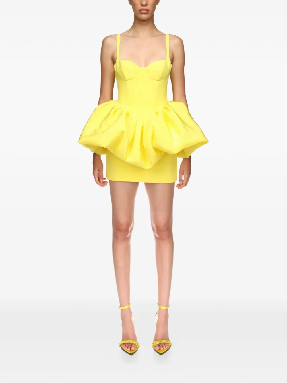 David Koma puff skirt-detail mini dress - Giallo
