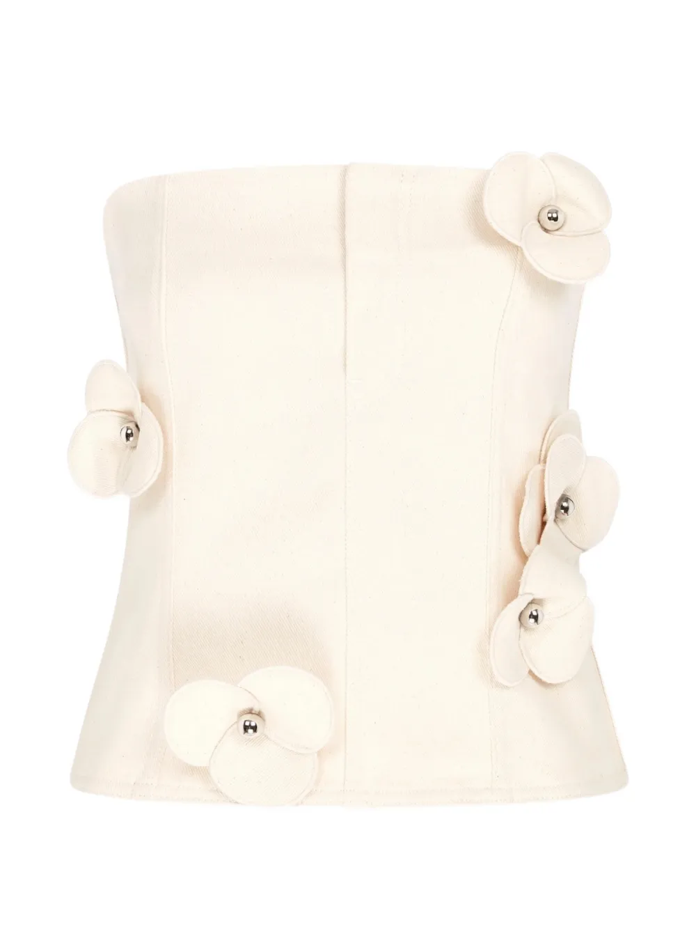 David Koma 3D Flower denim corset top - Toni neutri