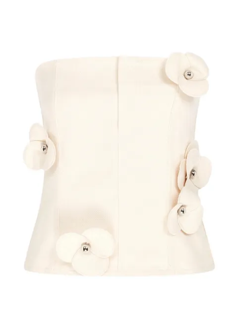 David Koma 3D Flower denim corset top