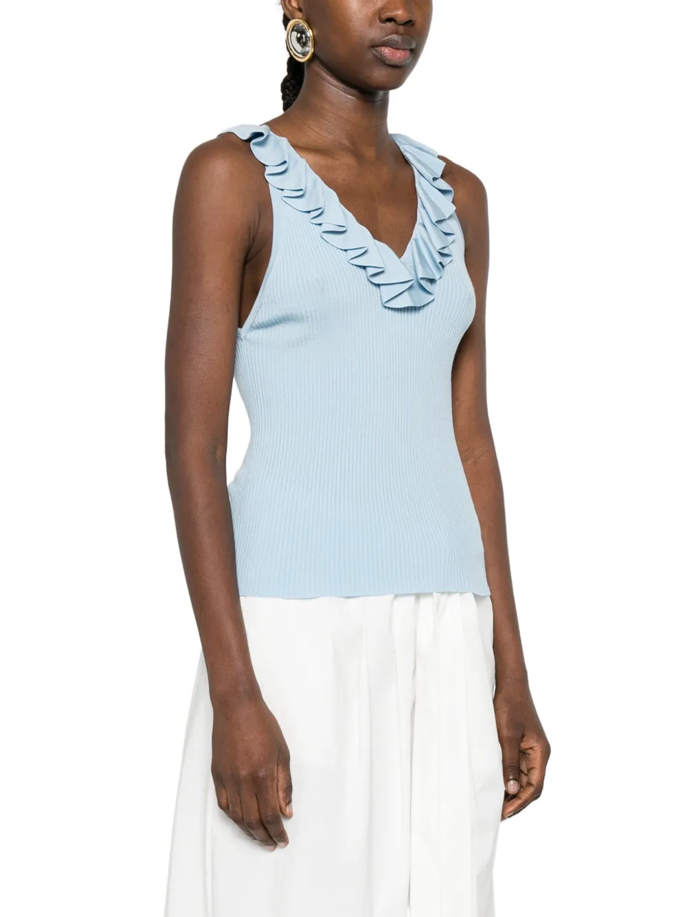  Alice + Olivia Ruffled Tank Top - Blue 