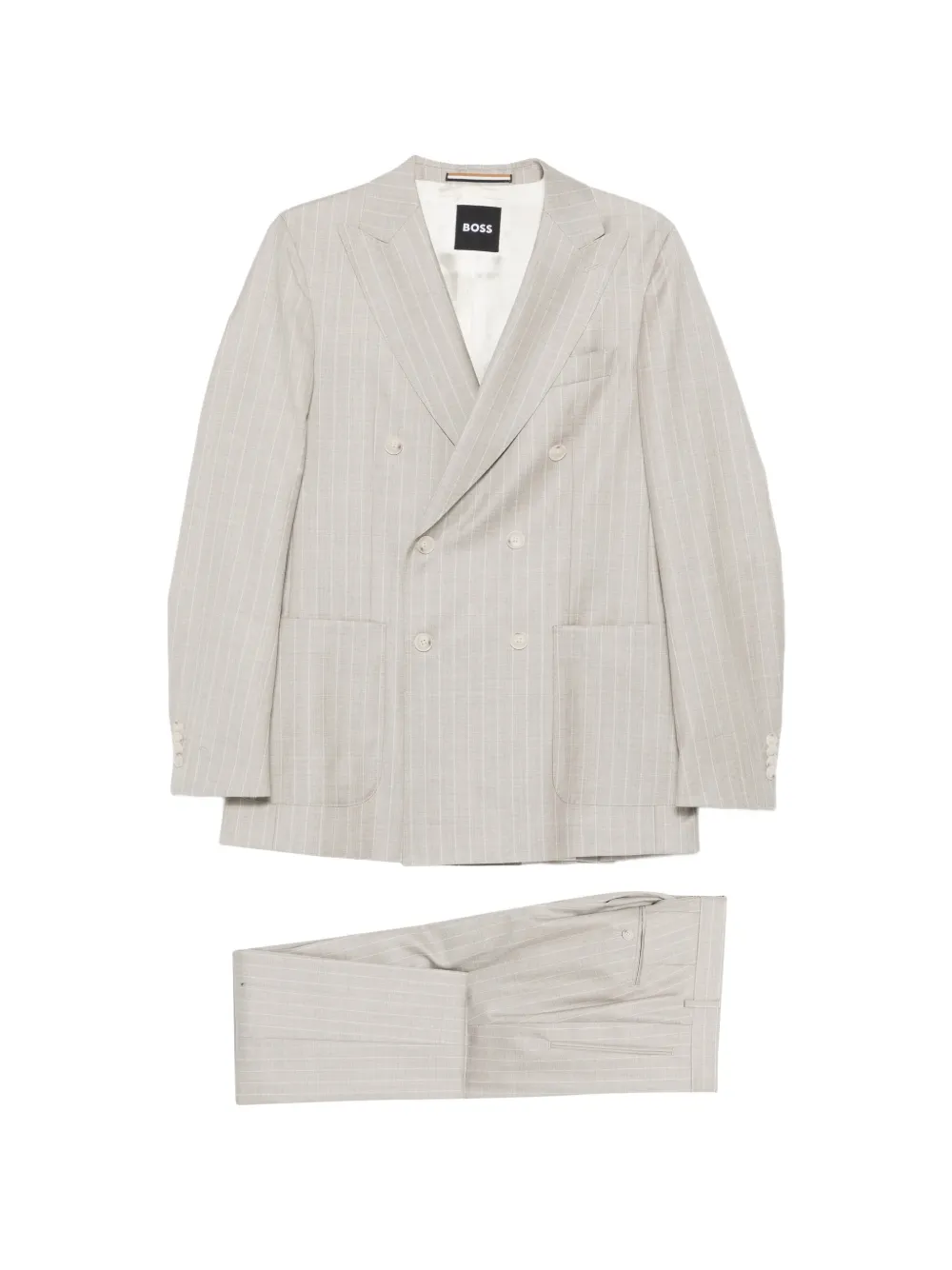 BOSS double-breasted pinstripe suit - Grigio