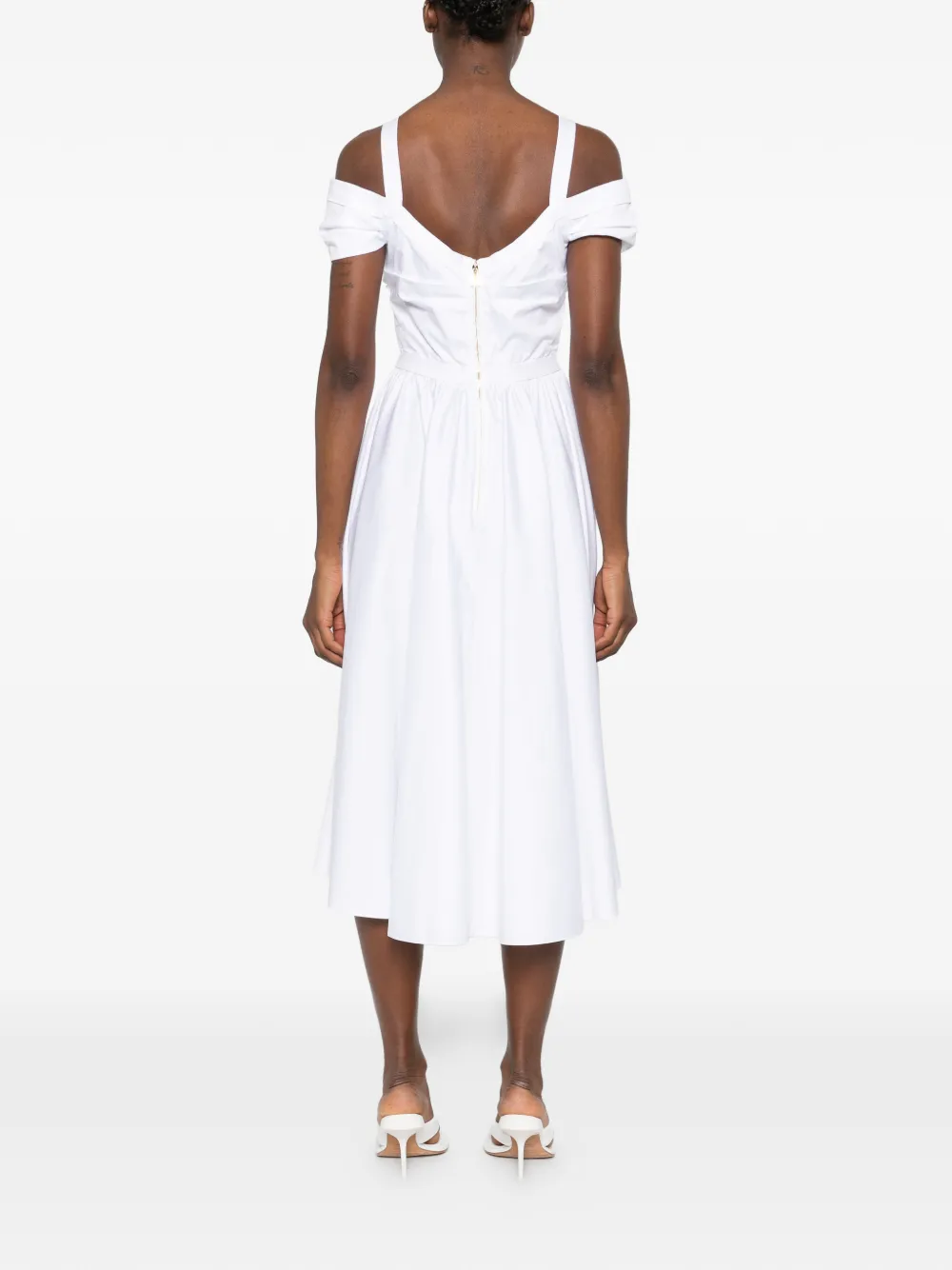 Elisabetta Franchi midi-jurk verfraaid met ketting Wit