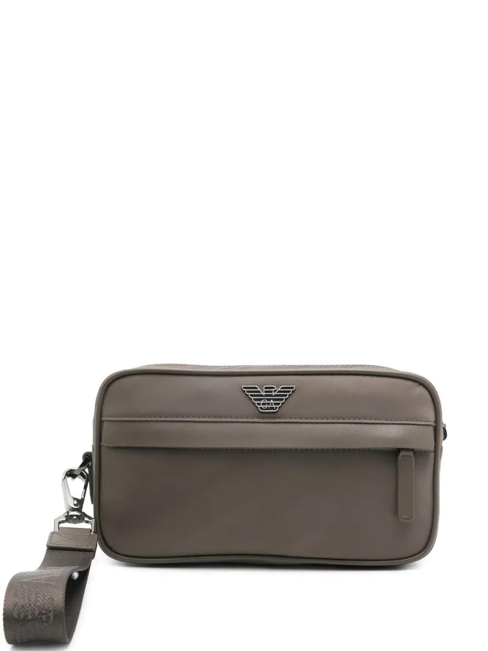 Emporio Armani logo strap wash bag - Grau