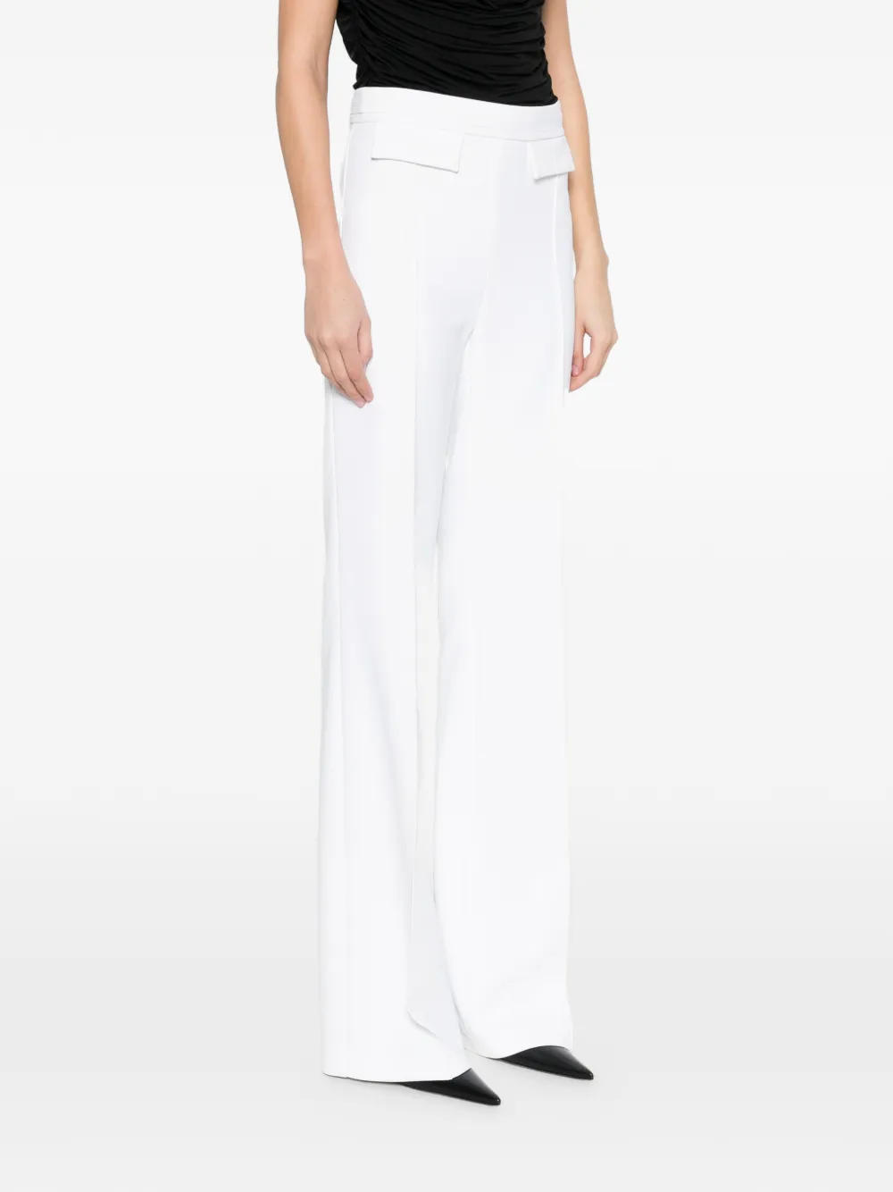 Elisabetta Franchi Broek van gelaagde stretch crêpe stof met geborduurd logo Wit