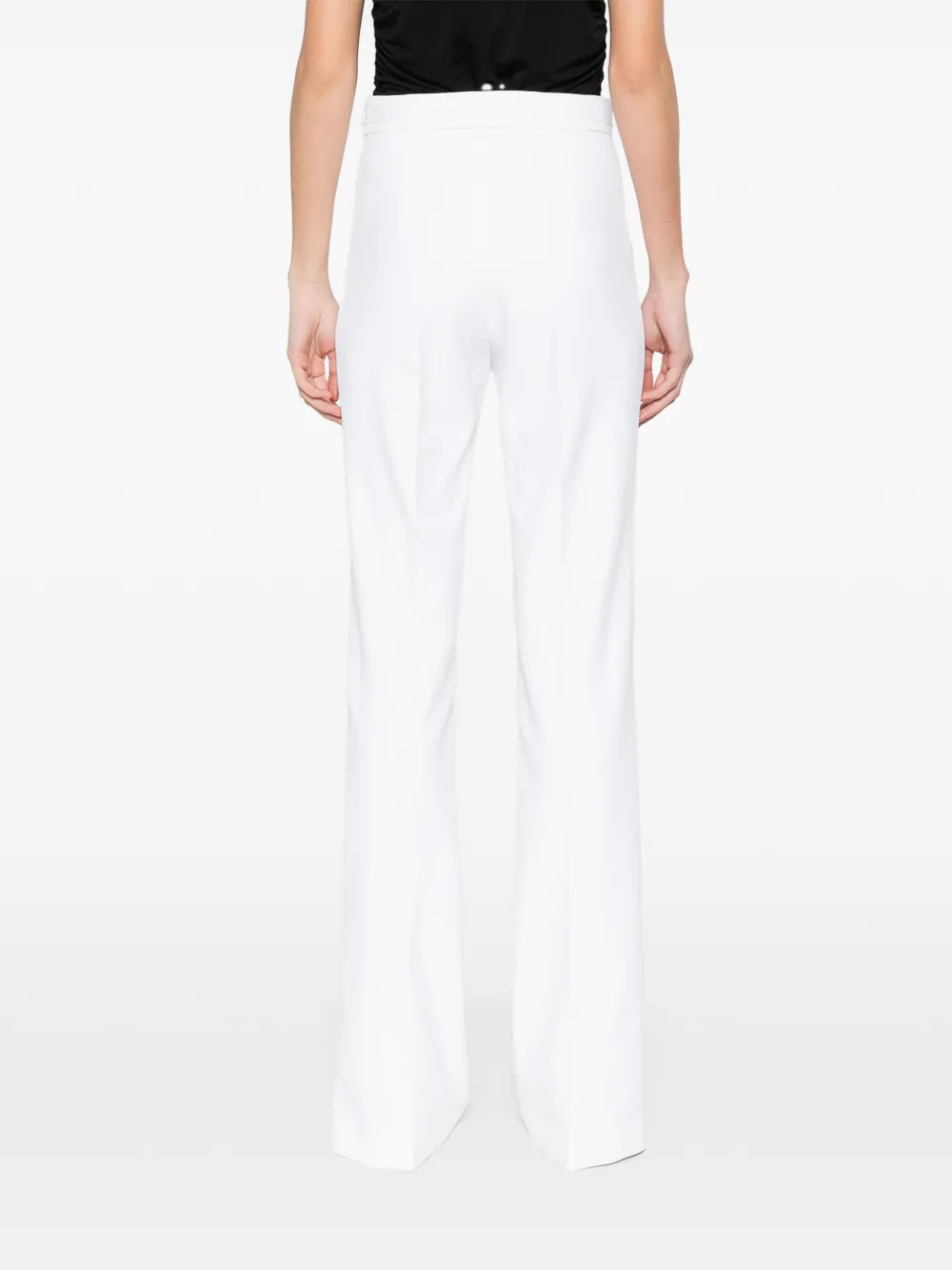 Elisabetta Franchi Broek van gelaagde stretch crêpe stof met geborduurd logo Wit