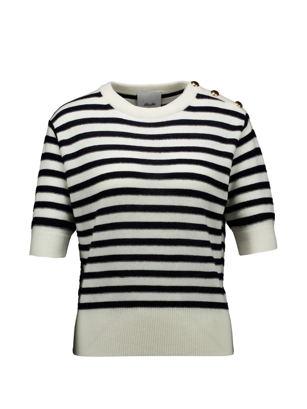 Allude striped short-sleeve sweater - Bianco