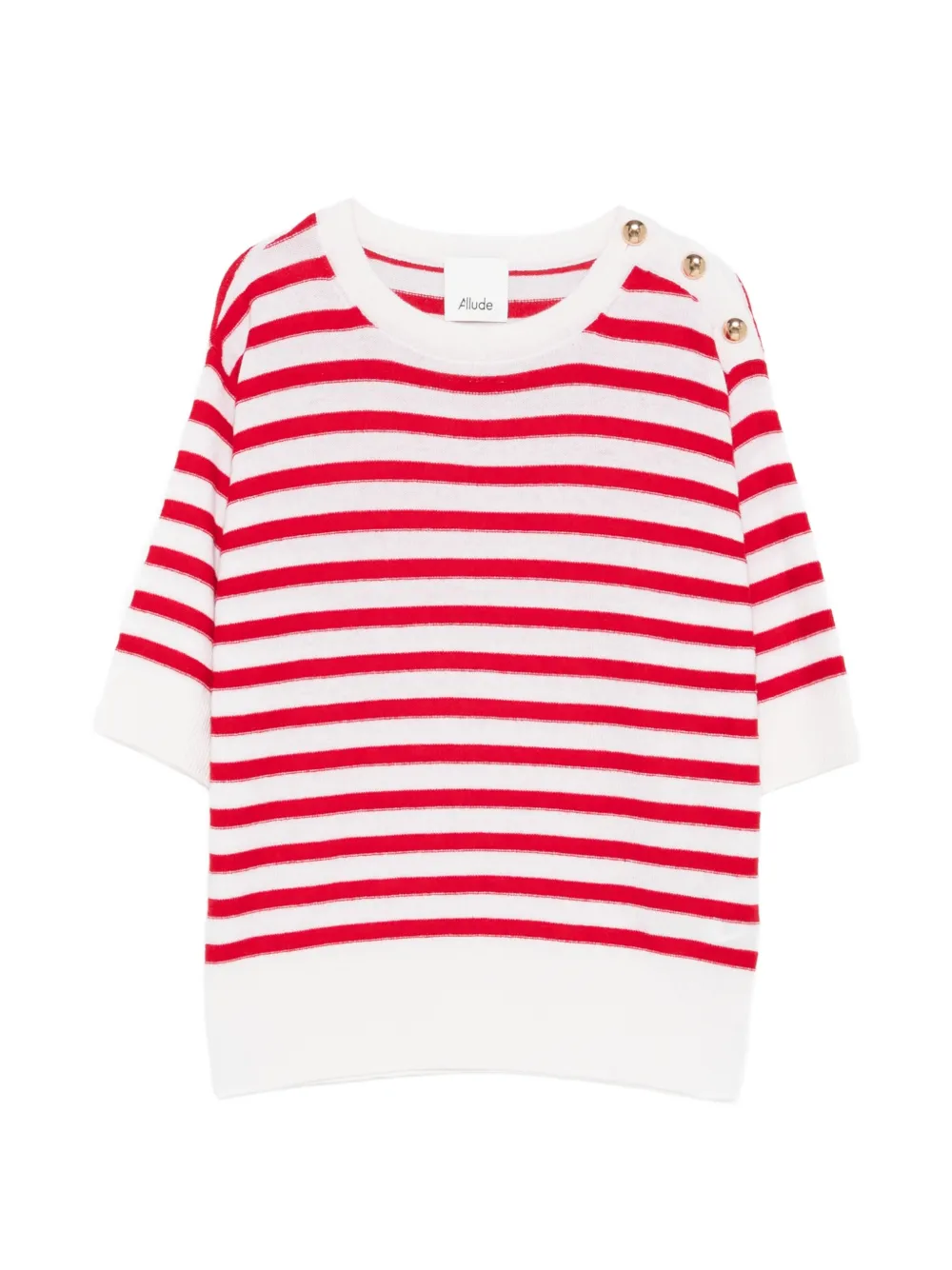Allude striped short-sleeve top - Rosso