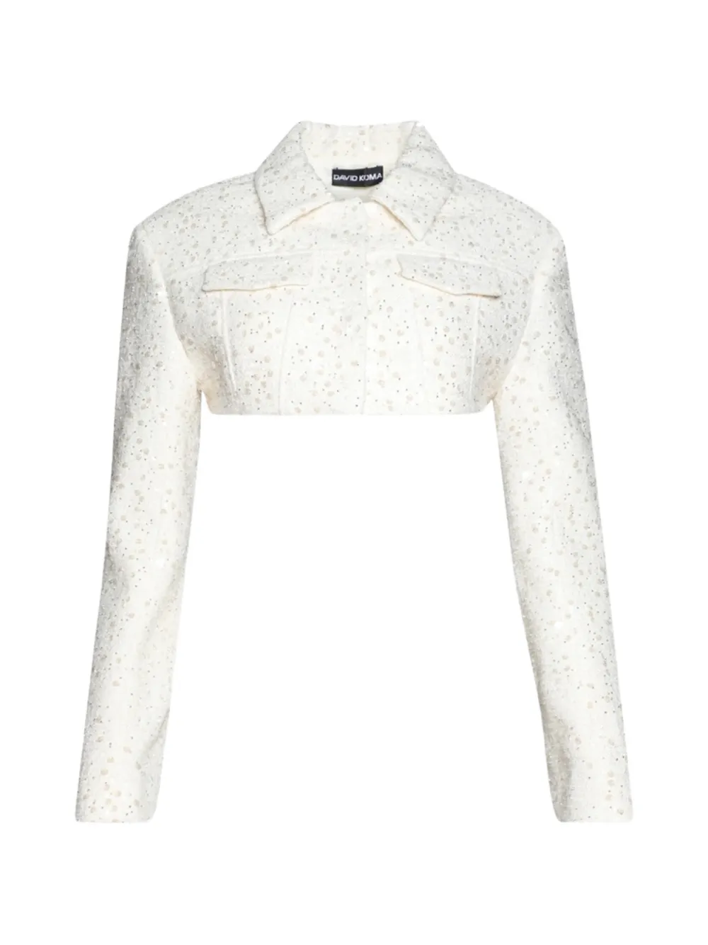 David Koma sequin-embellished cropped jacket - Bianco